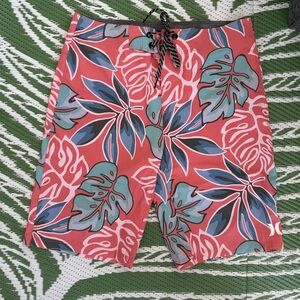 Hurley Phantom Board Shorts Coral Tropical Print Men’s or Teens Size 28 waist